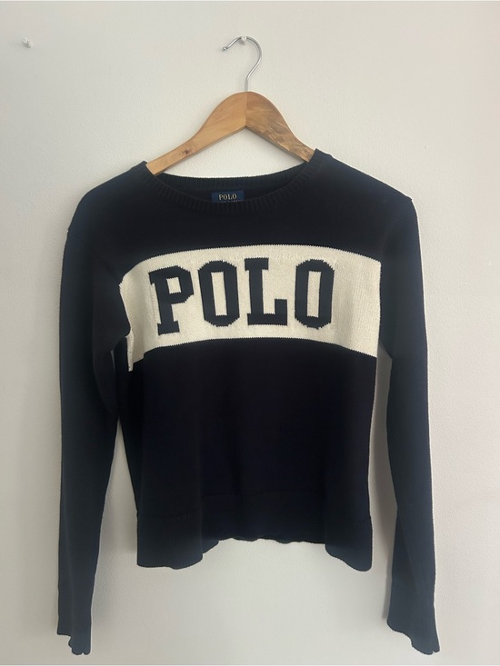 Polo Ralph Lauren Sweaters - Polo by Ralph Lauren Navy & White Logo Crewneck Sweater - Women's
